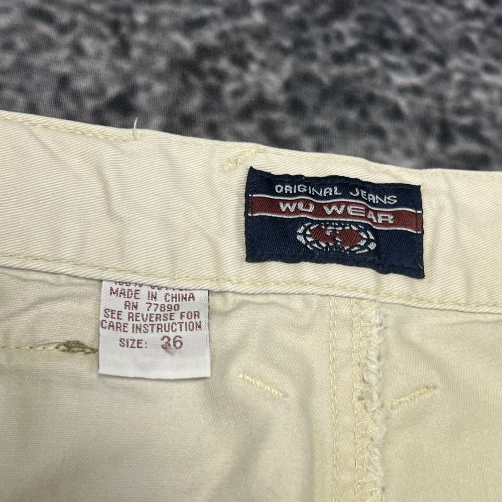 Vintage Wu Wear Pants Mens 34x30 Cream Baggy Embroidered Hip-Hop Skater Y2K‎ - Picture 9 of 16